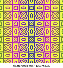 Unique, Abstract Geometric Pattern. Seamless Vector Illustration. For Fantastic Design, Wallpaper, Background, Fantastic Print. Yellow purple color.