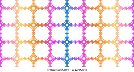 Unique, Abstract Geometric Pattern. Seamless Vector Illustration. For Fantastic Design, Wallpaper, Background, Fantastic Print. Rainbow neon gradient color.