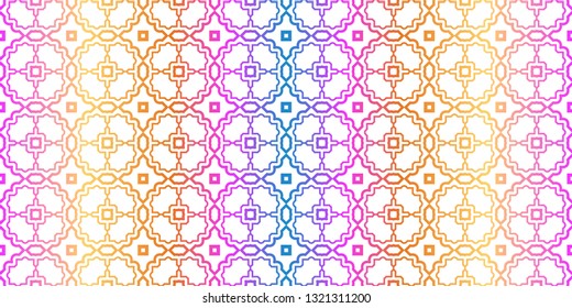 Unique, Abstract Geometric Pattern. Seamless Vector Illustration. For Fantastic Design, Wallpaper, Background, Fantastic Print. Rainbow neon gradient color.