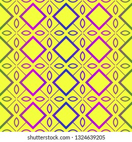 Unique, Abstract Geometric Pattern. Seamless Vector Illustration. For Fantastic Design, Wallpaper, Background, Fantastic Print. Yellow purple color.