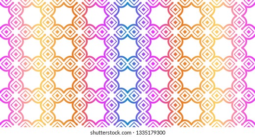 Unique, Abstract Geometric Pattern. Seamless Vector Illustration. For Fantastic Design, Wallpaper, Background, Fantastic Print. Rainbow neon gradient color.