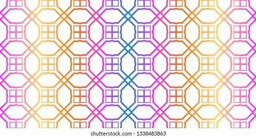 Unique, Abstract Geometric Pattern. Seamless Vector Illustration. For Fantastic Design, Wallpaper, Background, Fantastic Print. Rainbow neon gradient color.