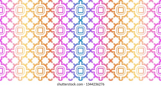 Unique, Abstract Geometric Pattern. Seamless Vector Illustration. For Fantastic Design, Wallpaper, Background, Fantastic Print. Rainbow neon gradient color.