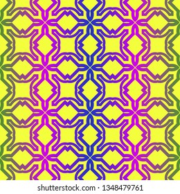 Unique, Abstract Geometric Pattern. Seamless Vector Illustration. For Fantastic Design, Wallpaper, Background, Fantastic Print. Yellow purple color.