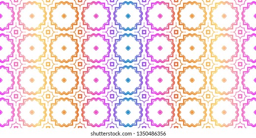 Unique, Abstract Geometric Pattern. Seamless Vector Illustration. For Fantastic Design, Wallpaper, Background, Fantastic Print. Rainbow neon gradient color.