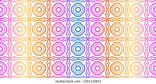 Unique, Abstract Geometric Pattern. Seamless Vector Illustration. For Fantastic Design, Wallpaper, Background, Fantastic Print. Rainbow neon gradient color.