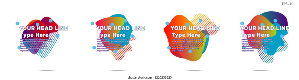 Unique abstract graphic elements. Banner. set fluid/liquid, Design templates for presentations or flyers. Abstract shapes with color composition. Minimal mesh background. Modern style vector in EPS 10