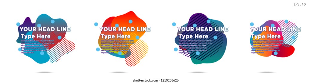 Unique abstract graphic elements. Banner. set fluid/liquid, Design templates for presentations or flyers. Abstract shapes with color composition. Minimal mesh background. Modern style vector in EPS 10