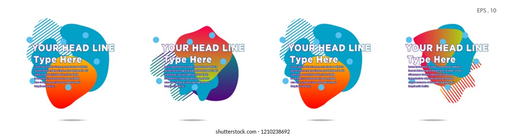 Unique abstract graphic elements. Banner. set fluid/liquid, Design templates for presentations or flyers. Abstract shapes with color composition. Minimal mesh background. Modern style vector in EPS 10
