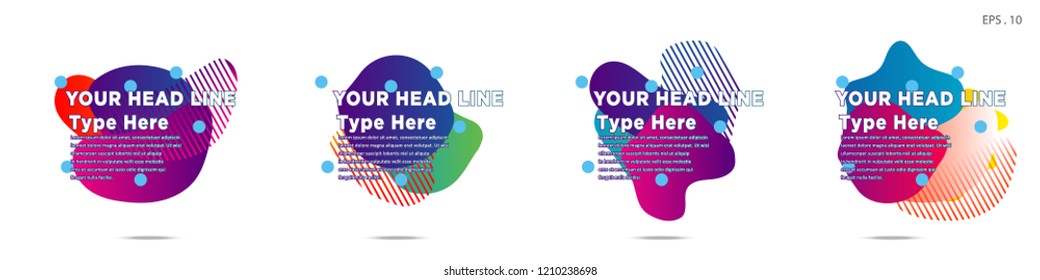 Unique abstract graphic elements. Banner. set fluid/liquid, Design templates for presentations or flyers. Abstract shapes with color composition. Minimal mesh background. Modern style vector in EPS 10