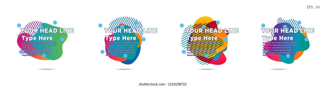 Unique abstract graphic elements. Banner. set fluid/liquid, Design templates for presentations or flyers. Abstract shapes with color composition. Minimal mesh background. Modern style vector in EPS 10