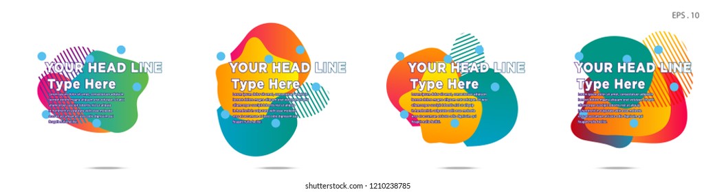 Unique abstract graphic elements. Banner. set fluid/liquid, Design templates for presentations or flyers. Abstract shapes with color composition. Minimal mesh background. Modern style vector in EPS 10