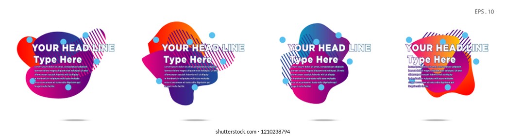 Unique abstract graphic elements. Banner. set fluid/liquid, Design templates for presentations or flyers. Abstract shapes with color composition. Minimal mesh background. Modern style vector in EPS 10