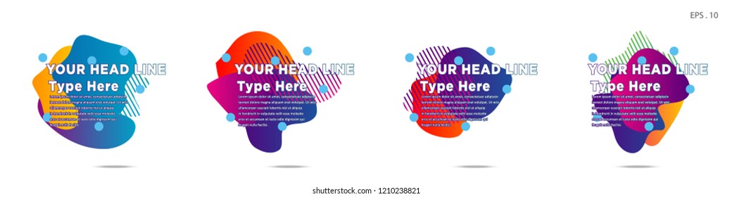 Unique abstract graphic elements. Banner. set fluid/liquid, Design templates for presentations or flyers. Abstract shapes with color composition. Minimal mesh background. Modern style vector in EPS 10