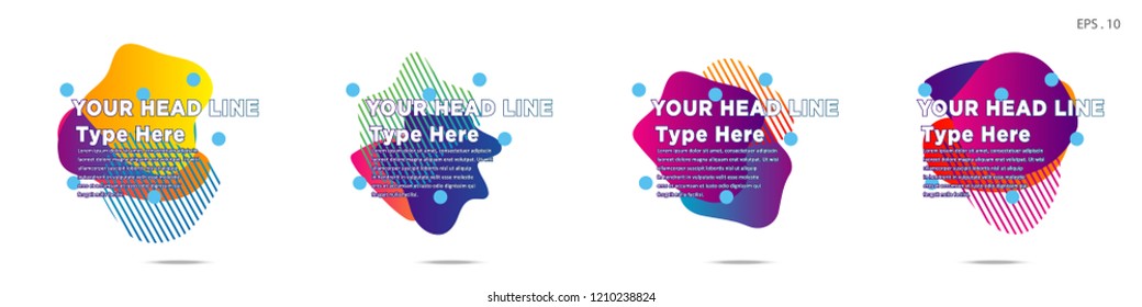 Unique abstract graphic elements. Banner. set fluid/liquid, Design templates for presentations or flyers. Abstract shapes with color composition. Minimal mesh background. Modern style vector in EPS 10