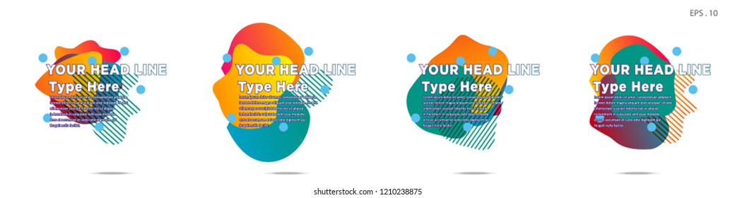 Unique abstract graphic elements. Banner. set fluid/liquid, Design templates for presentations or flyers. Abstract shapes with color composition. Minimal mesh background. Modern style vector in EPS 10