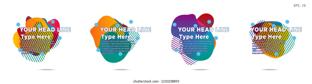 Unique abstract graphic elements. Banner. set fluid/liquid, Design templates for presentations or flyers. Abstract shapes with color composition. Minimal mesh background. Modern style vector in EPS 10
