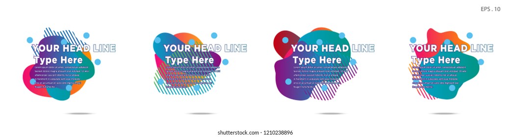 Unique abstract graphic elements. Banner. set fluid/liquid, Design templates for presentations or flyers. Abstract shapes with color composition. Minimal mesh background. Modern style vector in EPS 10