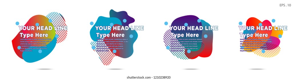 Unique abstract graphic elements. Banner. set fluid/liquid, Design templates for presentations or flyers. Abstract shapes with color composition. Minimal mesh background. Modern style vector in EPS 10