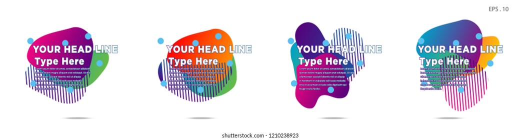 Unique abstract graphic elements. Banner. set fluid/liquid, Design templates for presentations or flyers. Abstract shapes with color composition. Minimal mesh background. Modern style vector in EPS 10
