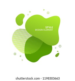 Unique abstract graphic elements. Eco banner with a gradient shape. Design template for presentation or flyer. Abstract forms green dynamic composition. Minimal mesh background. Modern style vector