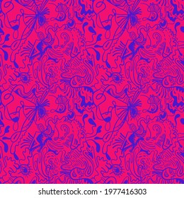 Unique abstract hand drawn seamless pattern