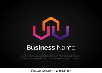 Unique Abstract House Logo Template For Your Company, Business, Association. Alphabet Logo Template Ready For Use, Modern Initial Logo