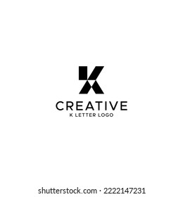 Unique abstract K letter logo, K logo, black and white logo, sophisticated K letter, typography K logo, illustration vector design.