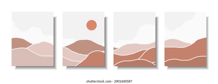 Einzigartige abstrakte Landschaftshintergrund-Titelvorlage mit Linienstil. Bio-Formdesign der Panoramalinie für Poster, Drucke, Cover, Bildschirmhintergründe usw.