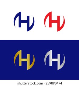 Unique abstract letter H in four color combinations