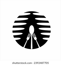 Letra abstracta única Diseño de logotipo con cuchara y tenedor.