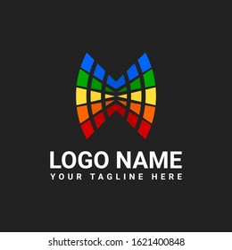 a unique abstract logo design template with a cheerful blend of colors