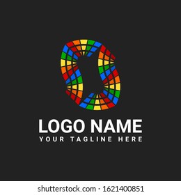 a unique abstract logo design template with a cheerful blend of colors