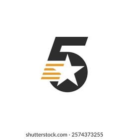 unique and abstract logo or icon of 5 stars
