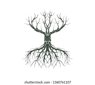 unique abstract molt tree vector illustration for logo and tattoo