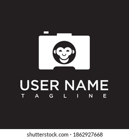 unique abstract monkey camera logo concept, simple, creative