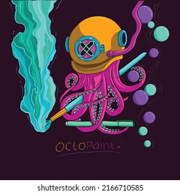 Unique abstract octopus image for wall decoration or shirt design