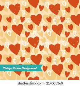 Unique abstract random seamless pattern. The vector hand draw background. Best for wedding cards, bedroom, bags. Hearts.