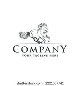 unique abstract running horse logo