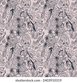 Unique abstract seamless artwork with hand drawn vector creative pattern