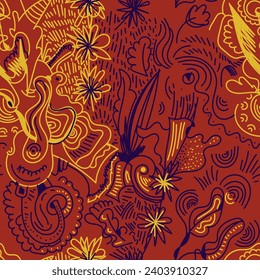 Unique abstract seamless artwork with hand drawn vector creative pattern