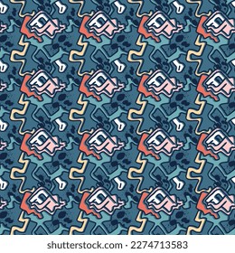 Unique abstract seamless artwork with psychedelic colorful patterns