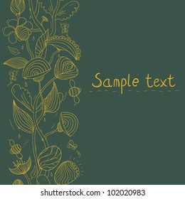 Unique abstract seamless floral pattern with butterflies and bees. Vector illustration. Seamless pattern can be used for wallpaper, pattern fills, web page background, surface textures.