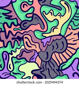 Unique abstract seamless freehand artwork with strange pattern