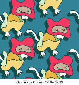 Unique abstract seamless pattern with characters for kids