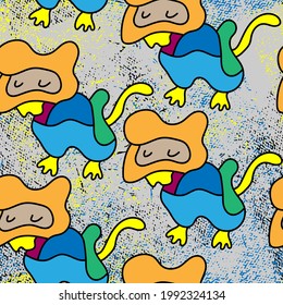 Unique abstract seamless pattern with characters for kids