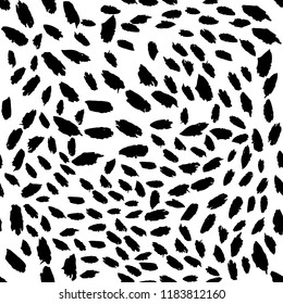 Unique abstract seamless pattern looks like leopard or animal. The daub made by ink and brush. Ideal for fabrics, textiles, covers and background. Vector illustration