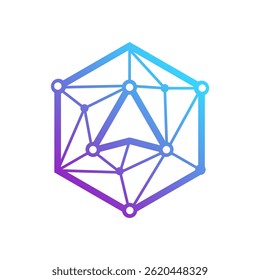 Unique Abstract Shape Logo with Purple Connected Lines and Dots