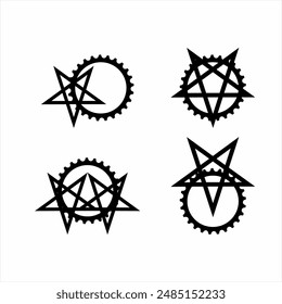 Unique abstract star pentagram set logo design.