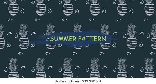 fondo de patrón sin fisuras de piña de verano abstracto único